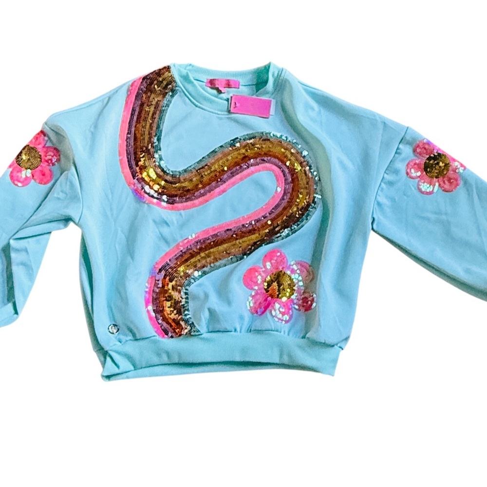 Simply Southern Groovy Sequined Sweatshirt Size Large NWT
